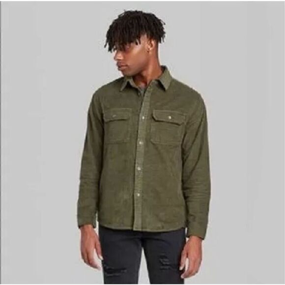 Original Use Men's Long Sleeve Button Down Shirt Jacket Olive Green XS - Picture 2 of 8
